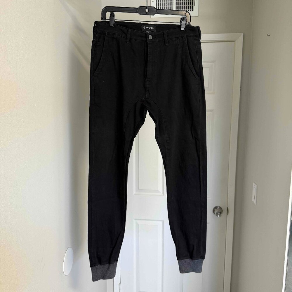 Zanerobe Stretch Denim Drop Crotch Slim Jogger Pants 32 Black